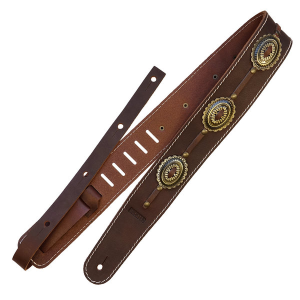 Raw II Concho Brown / Old Brass Guitar Strap #1778